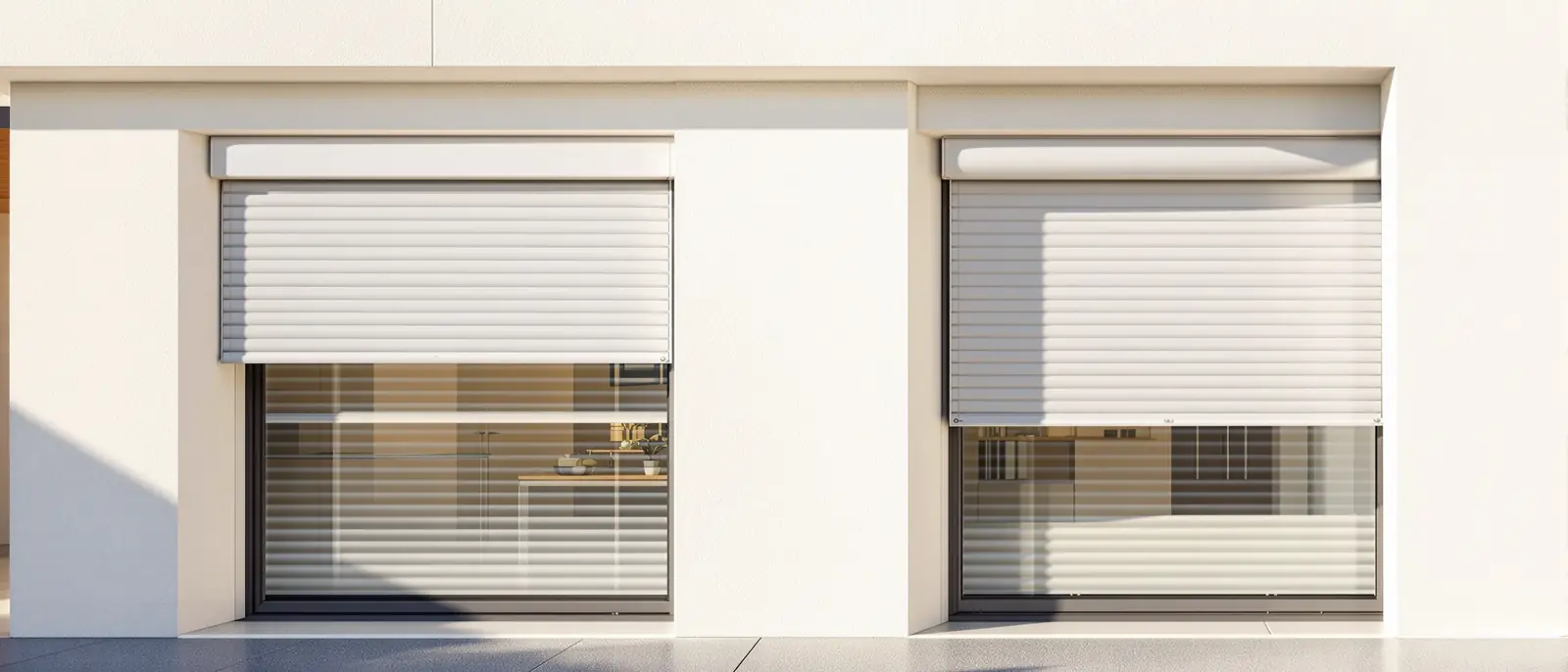 Façade de maison moderne avec volets roulants élégants